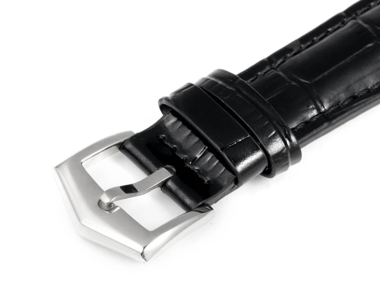 Patek Philippe Calatrava 37mm Black Dial Black Leather Strap