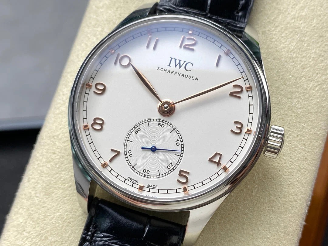 IWC Portuguese 40.4mm White Dial Steel Case Pink Gold Numerals