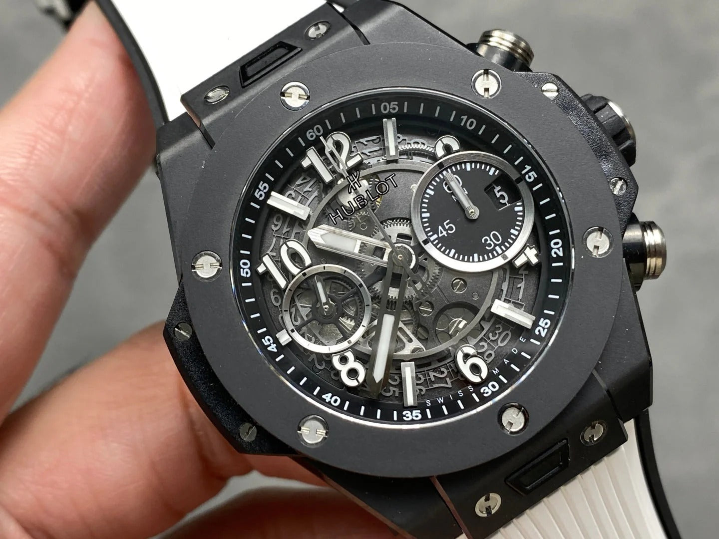 Hublot Big Bang Unico Black Magic 42mm White Rubber Strap