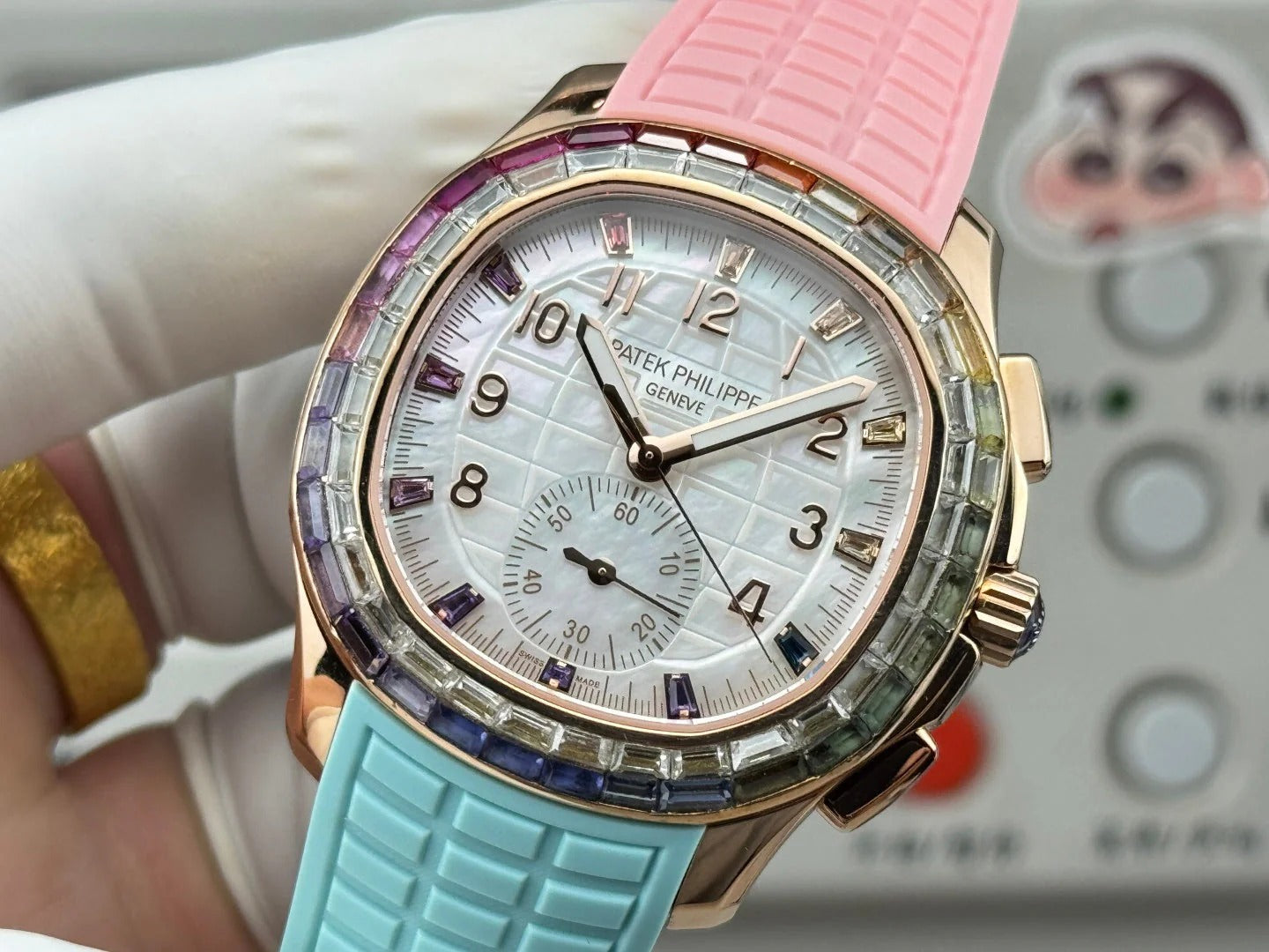 Patek Philippe Aquanaut Luce “Rainbow” Chronograph 40mm Blue Pink Rubber Strap