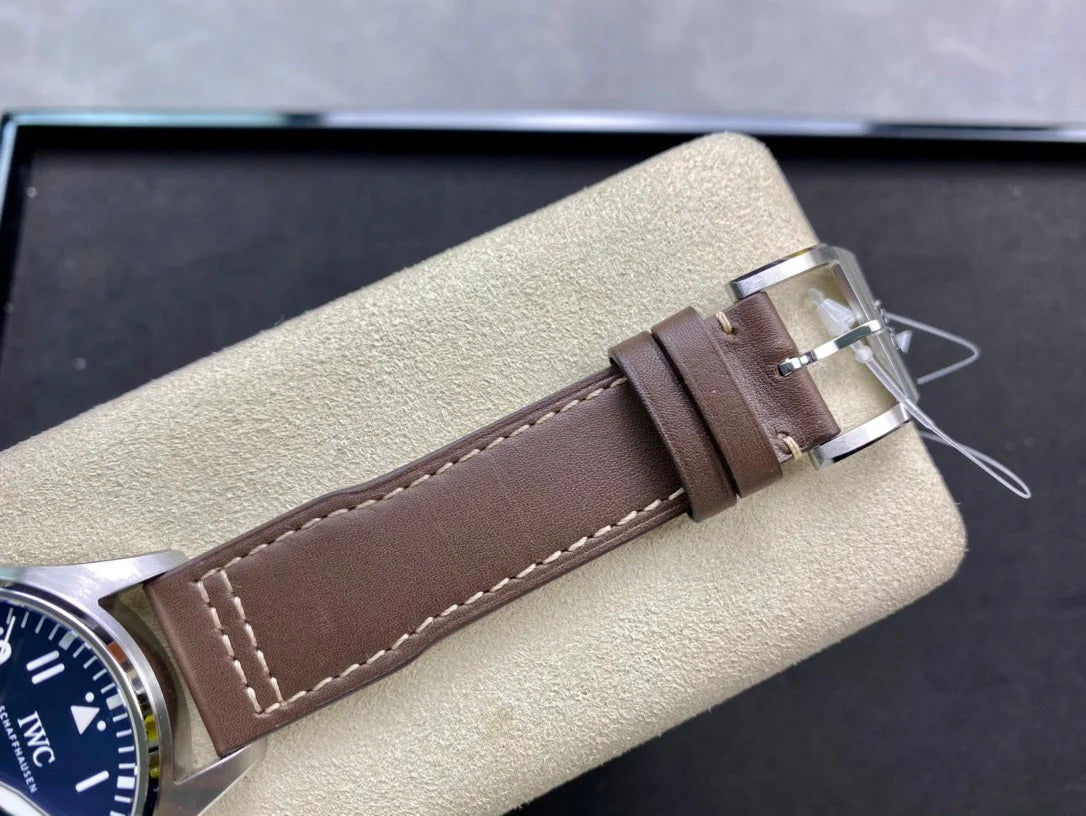 IWC Pilot 40mm Blue Dial Steel Case Brown Leather Strap
