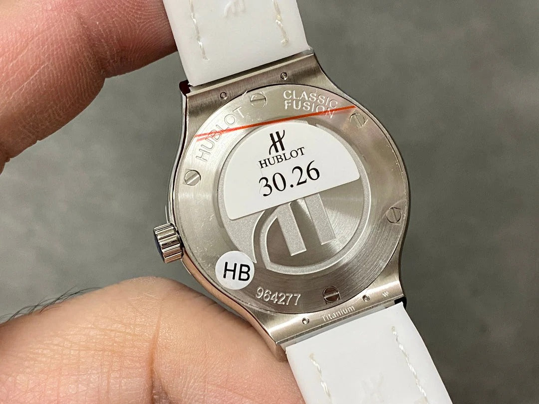 Hublot Classic Fusion Titanium Diamonds 33mm White Leather Strap