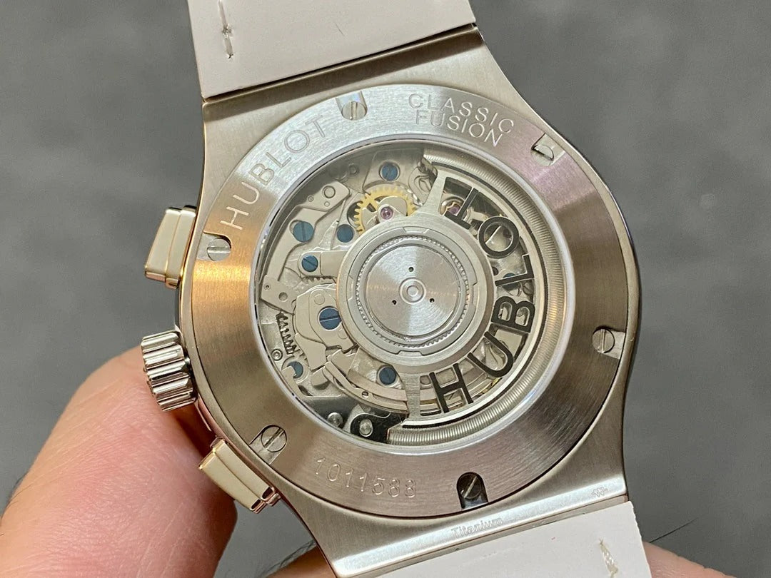 Hublot Classic Fusion Chronograph 45mm Titanium Case White Leather Strap