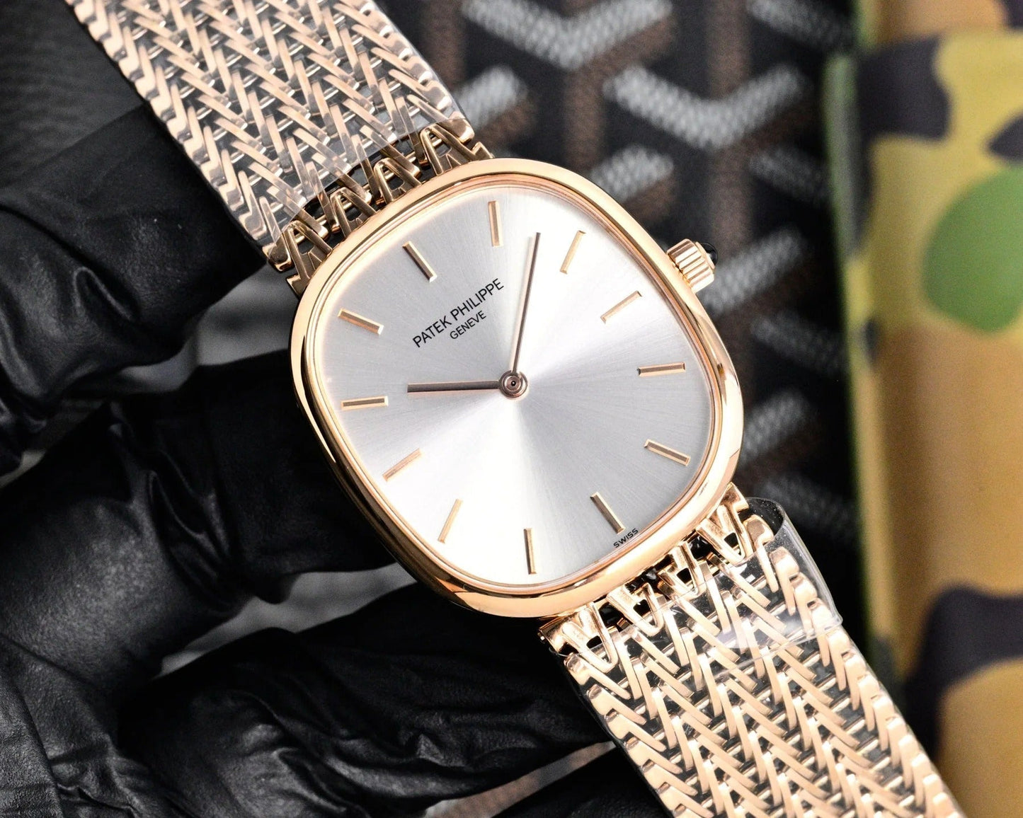 Patek Philippe Golden Ellipse 27mm Silver Dial Rose Gold Strap