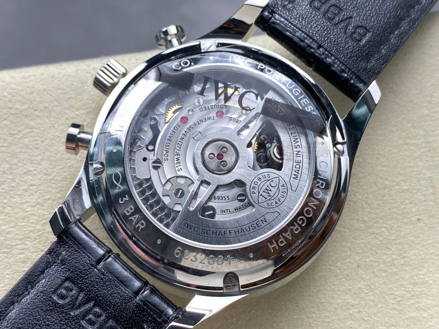 IWC Portuguese 41mm Black Dial Steel Case Crocodile Leather