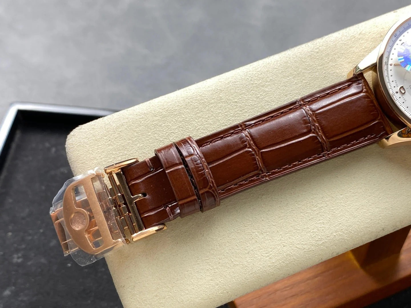 IWC Portuguese 41mm Cream Dial Pink Gold Case Brown Crocodile Leather