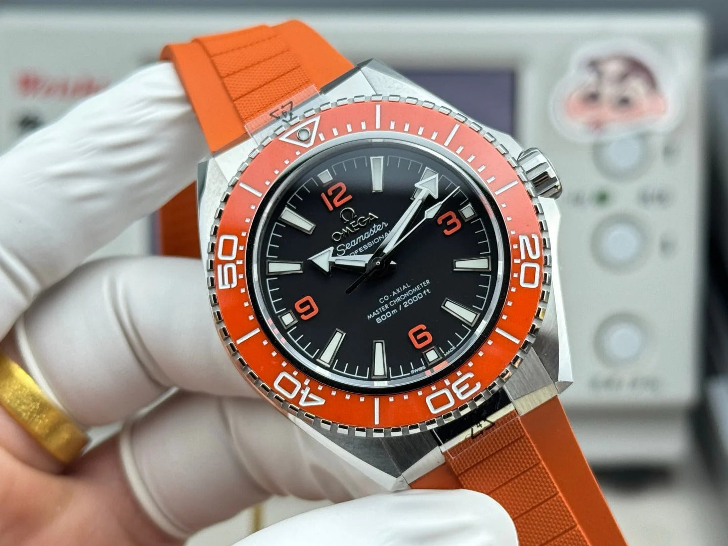 Omega Seamaster Planet Ocean 600M 42mm Steel Black Dial Orange Rubber Strap
