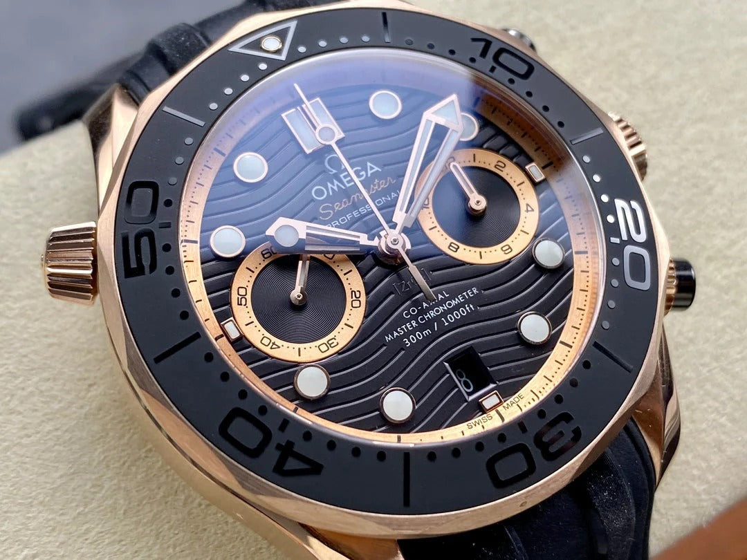 Omega Seamaster Diver 300M Co-Axial Master Chronometer Chronograph 44mm Black Rubber