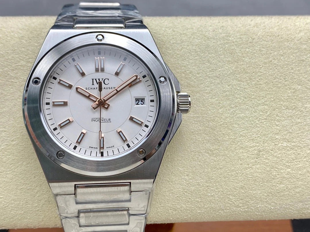 IWC Ingenieur 40mm Cream Dial Pink Gold Numerals Steel Case