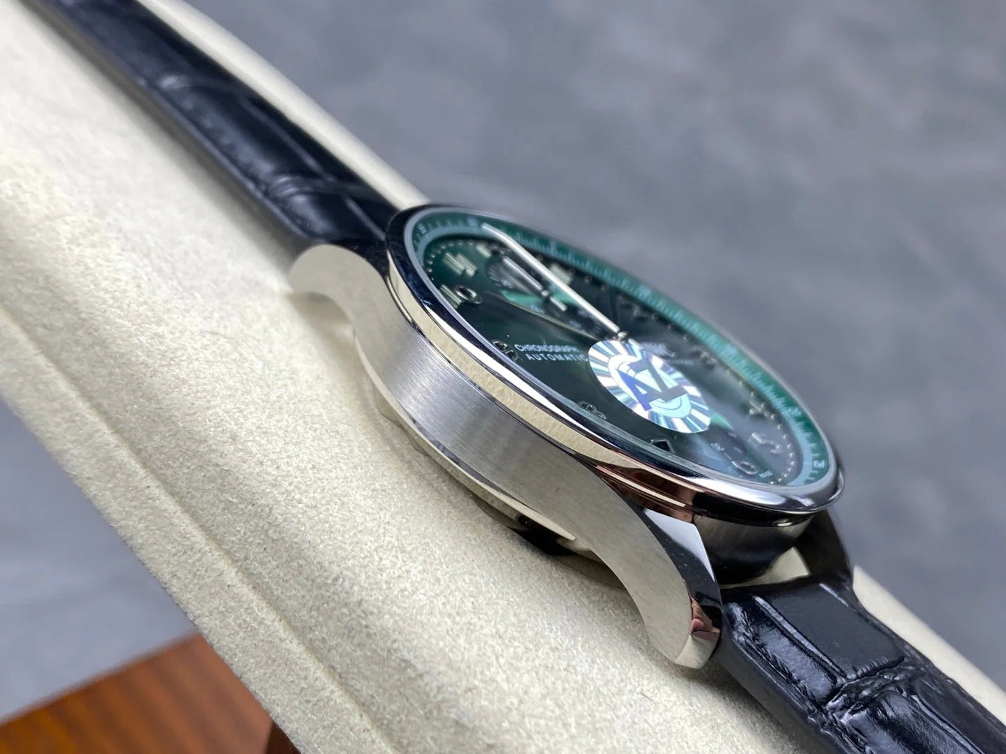 IWC Portuguese 41mm Green Dial Steel Case Black Crocodile Leather