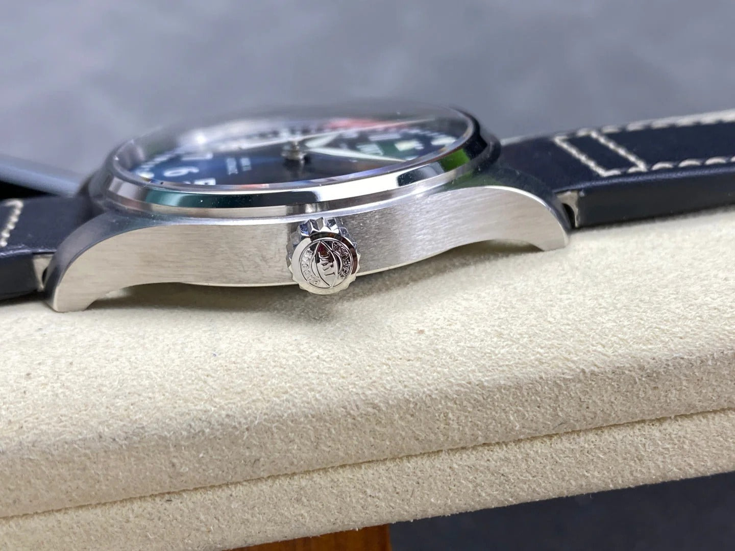 IWC Pilot 40mm Blue Dial Steel Case Navy Blue Leather Strap
