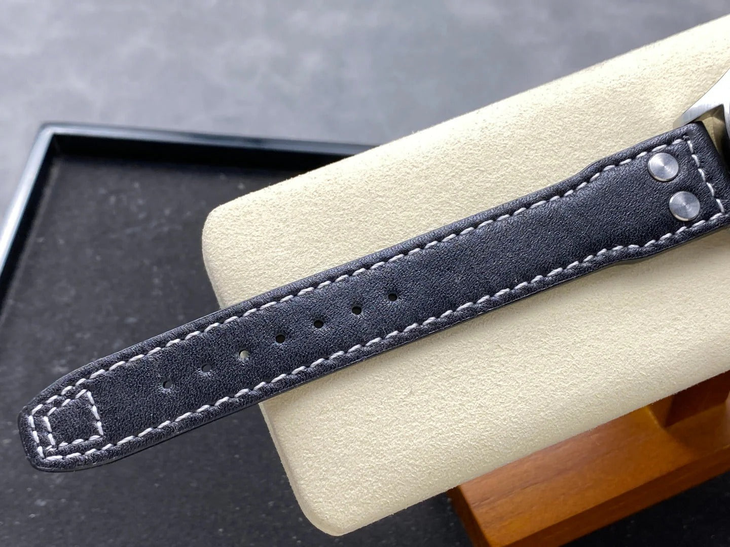 IWC Big Pilot 46mm Silver Dial Steel Case Black Leather Strap