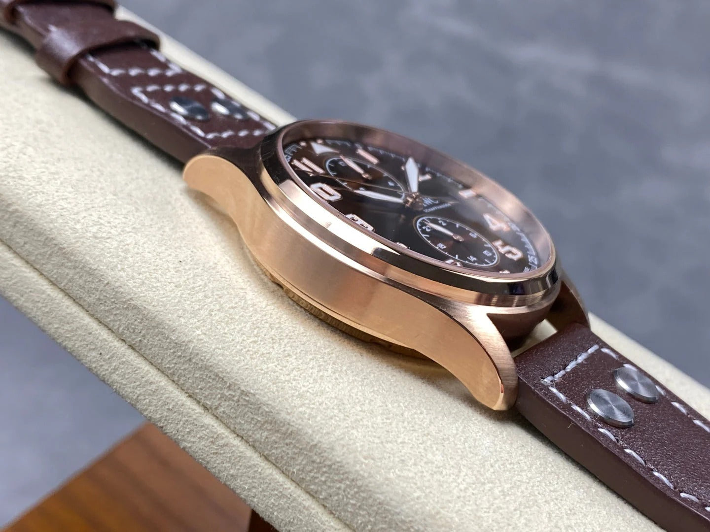 IWC Big Pilot 46mm Brown Dial Pink Gold Case Leather Strap