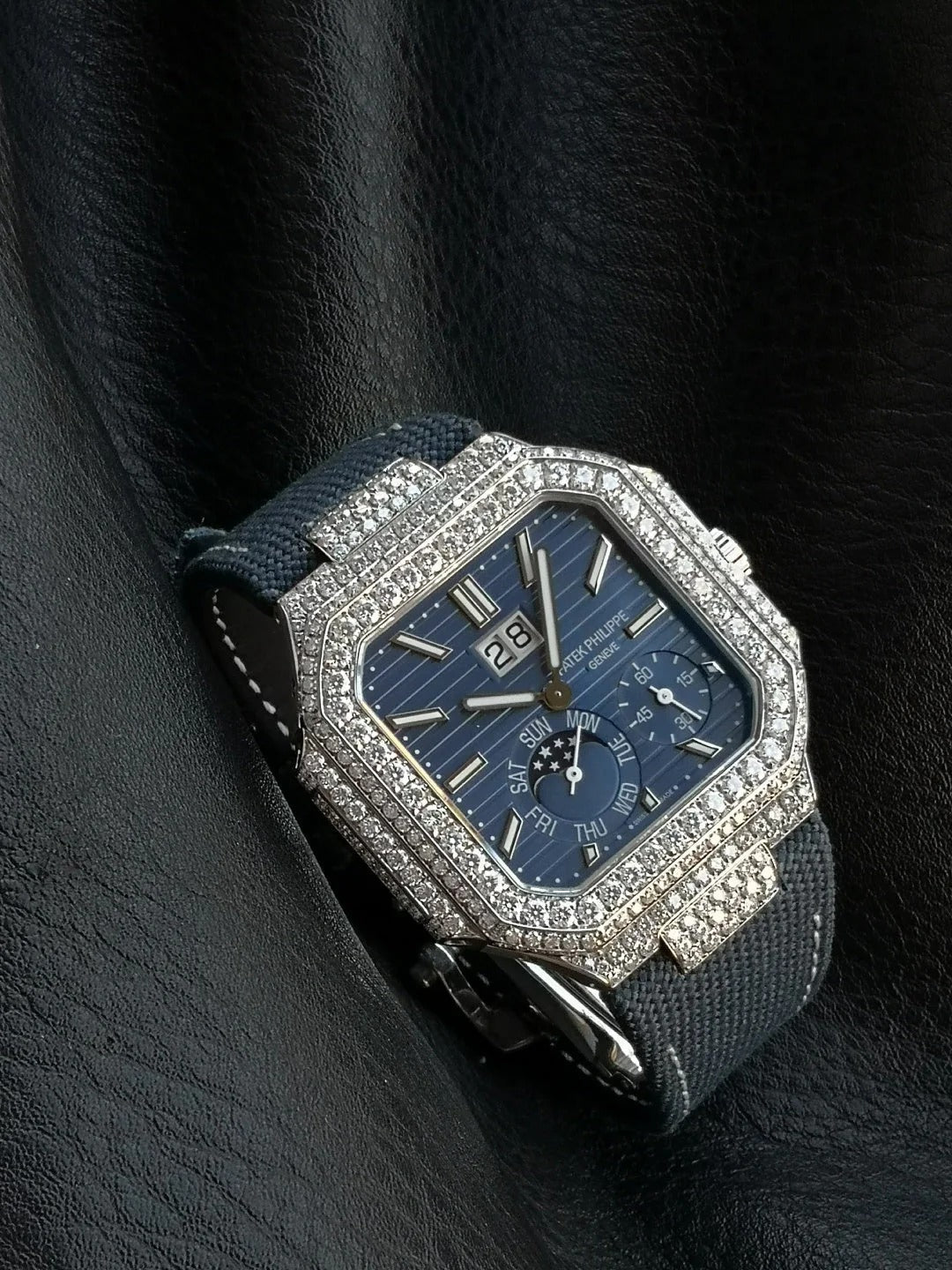 Patek Philippe Cubitus 45mm Diamond Case Blue Fabric Strap