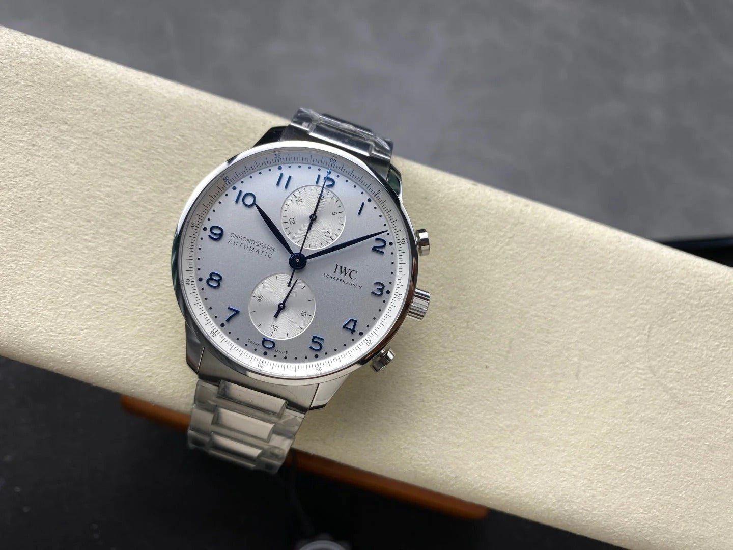 IWC Portuguese Silver 41mm Cream Dial Blue Numerals Steel Case