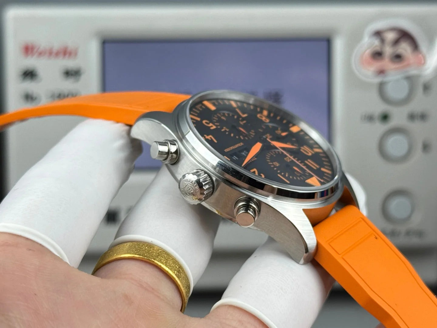 IWC Pilot's Chronograph 41mm Black Dial Orange Rubber Strap