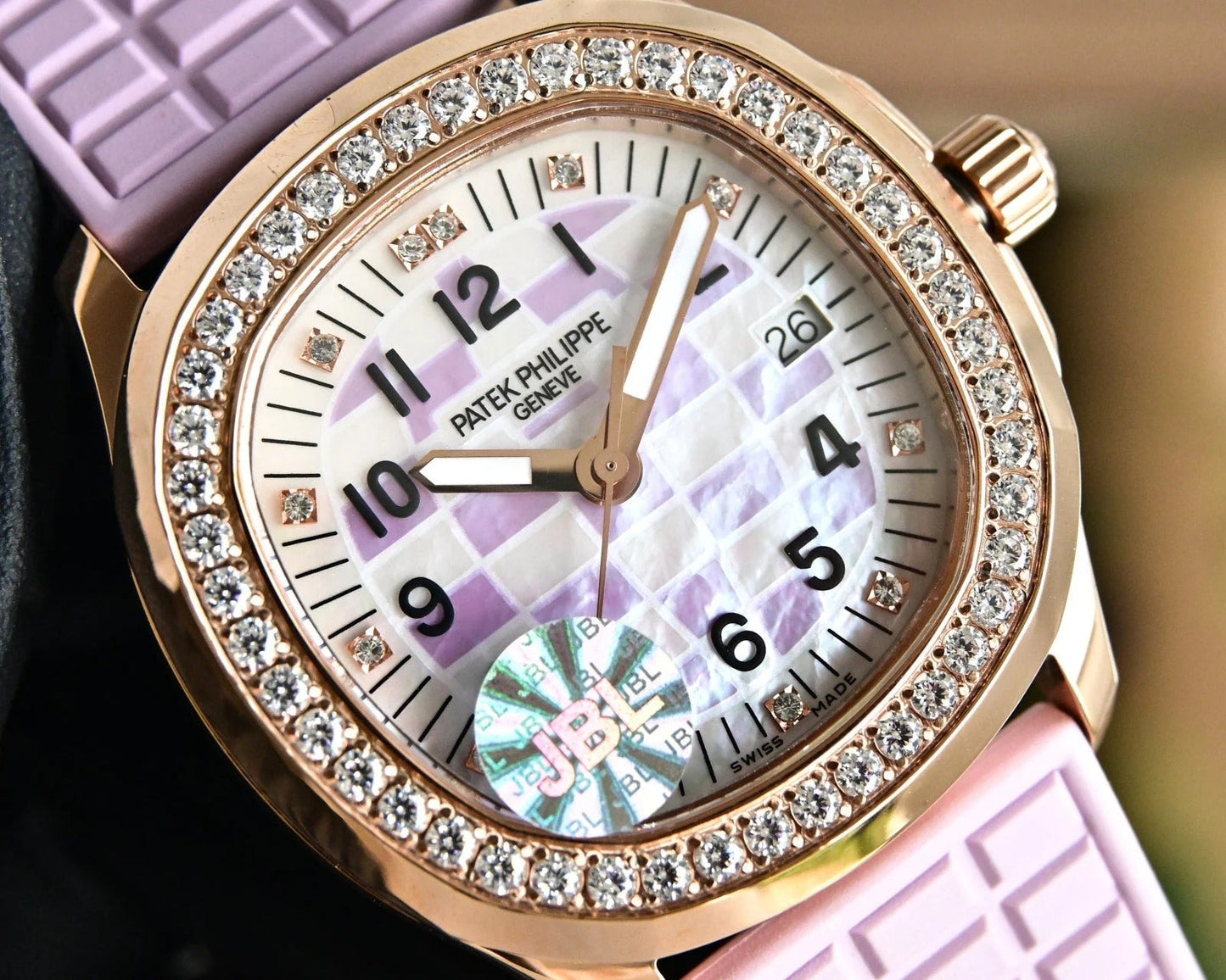 Patek Aquanaut 35.6mm Rose Gold Case Purple Strap Watch
