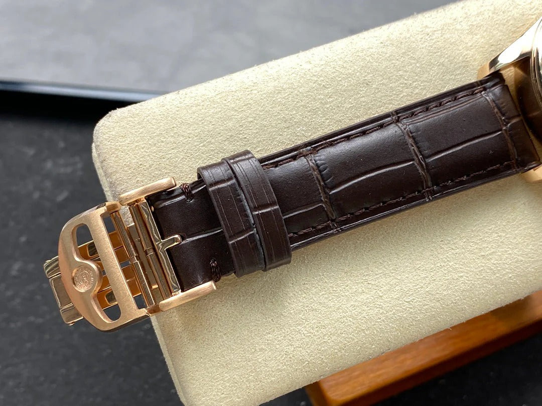 IWC Portuguese 40.4mm White Dial Pink Gold Case Crocodile Leather