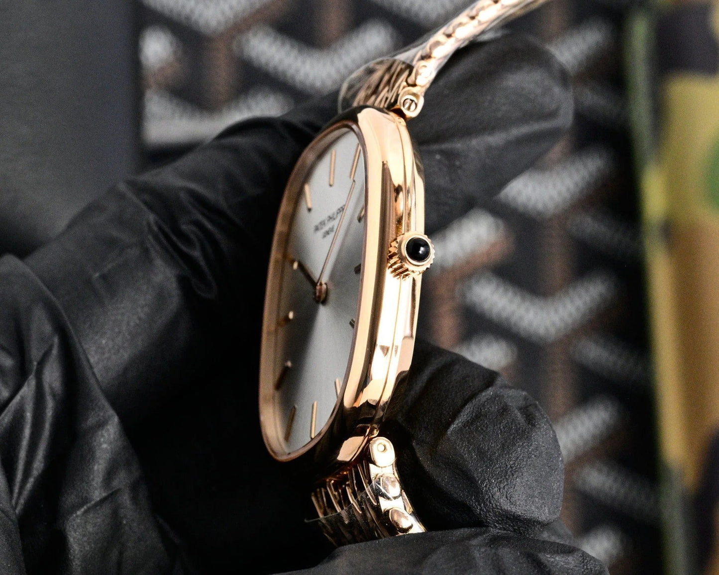Patek Philippe Golden Ellipse 27mm Silver Dial Rose Gold Strap