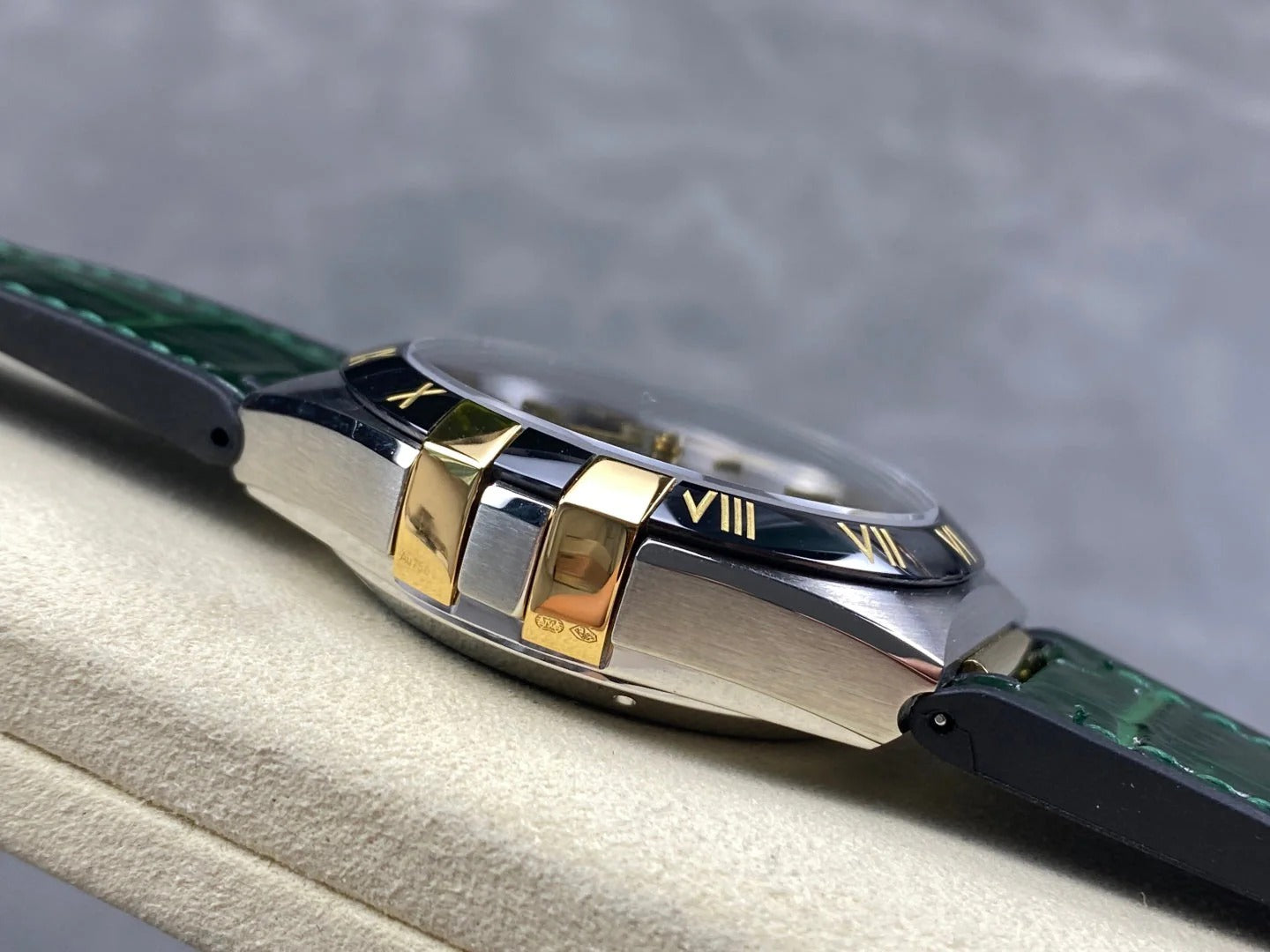 Omega Constellation Co-Axial Master Chronometer 41 mm Gold Steel Case Green Leather Strap