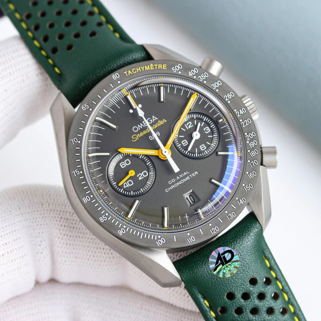 Omega Speedmaster Grey Side of the Moon 44.25mm Green Leather Strap