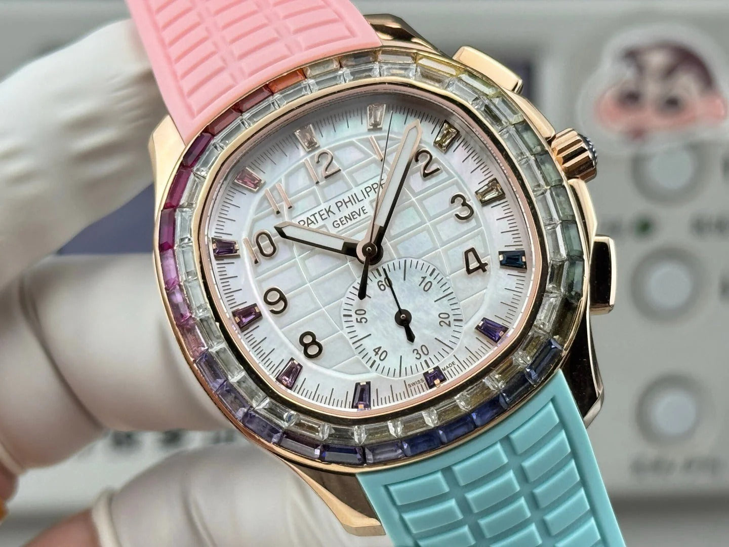 Patek Philippe Aquanaut Luce “Rainbow” Chronograph 40mm Blue Pink Rubber Strap