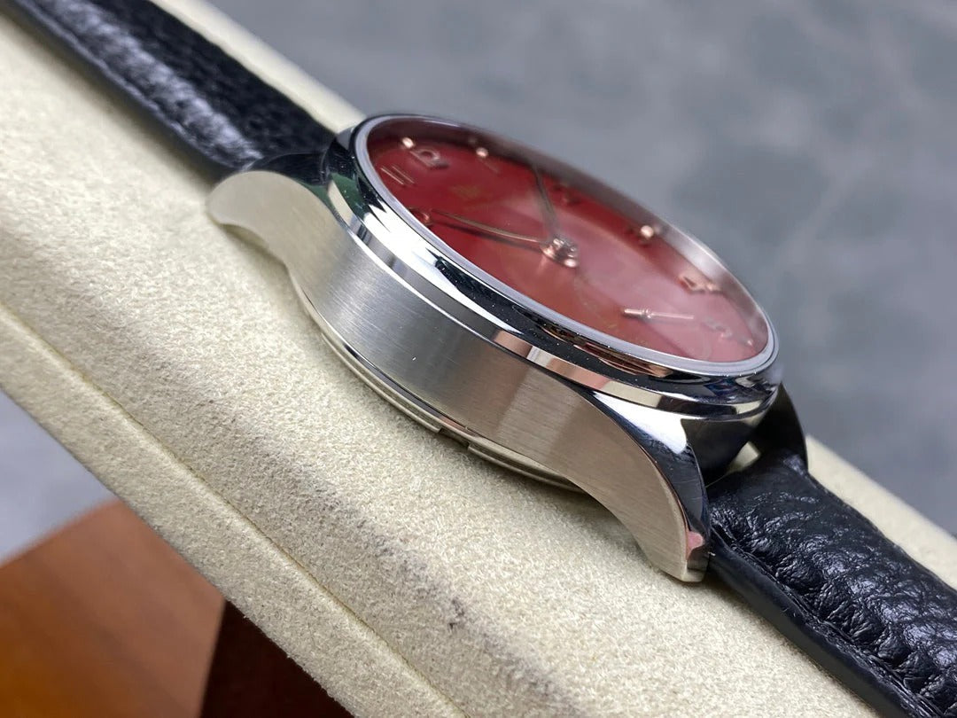 IWC Portuguese 40.4mm Red Dial Steel Case Leather Strap