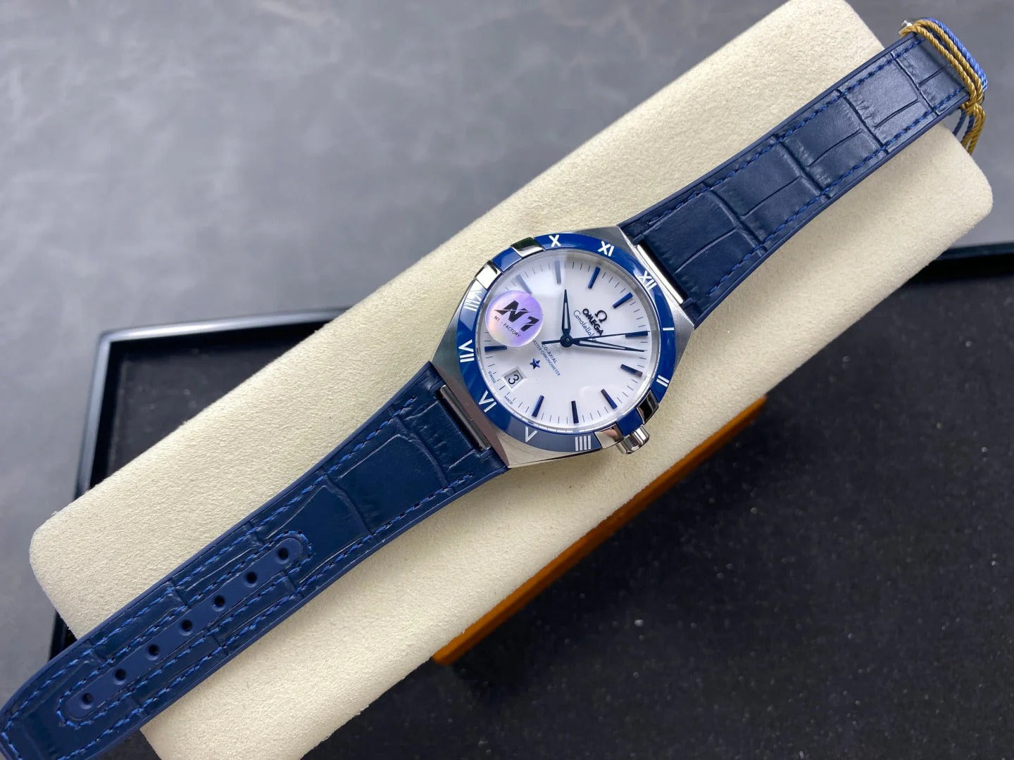 Omega Constellation Co-Axial Master Chronometer 41 mm White Dial Blue Leather Strap