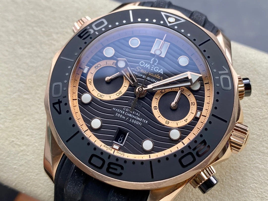Omega Seamaster Diver 300M Co-Axial Master Chronometer Chronograph 44mm Black Rubber