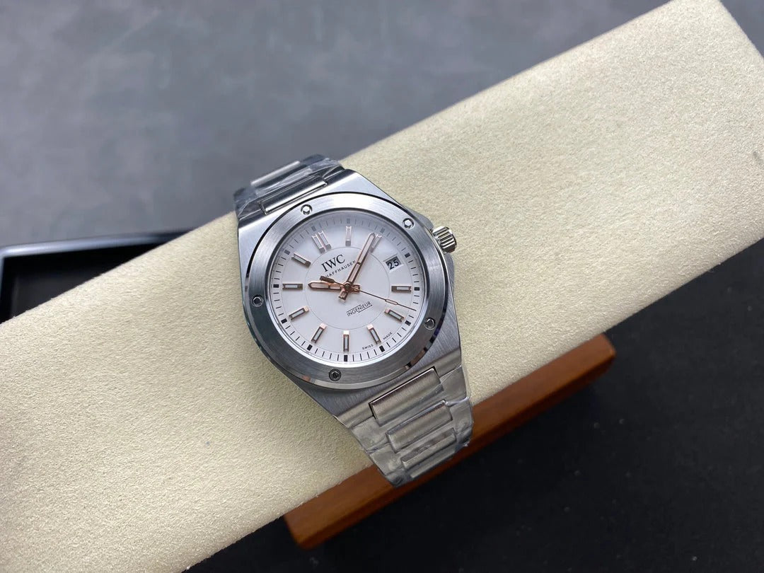 IWC Ingenieur 40mm Cream Dial Pink Gold Numerals Steel Case