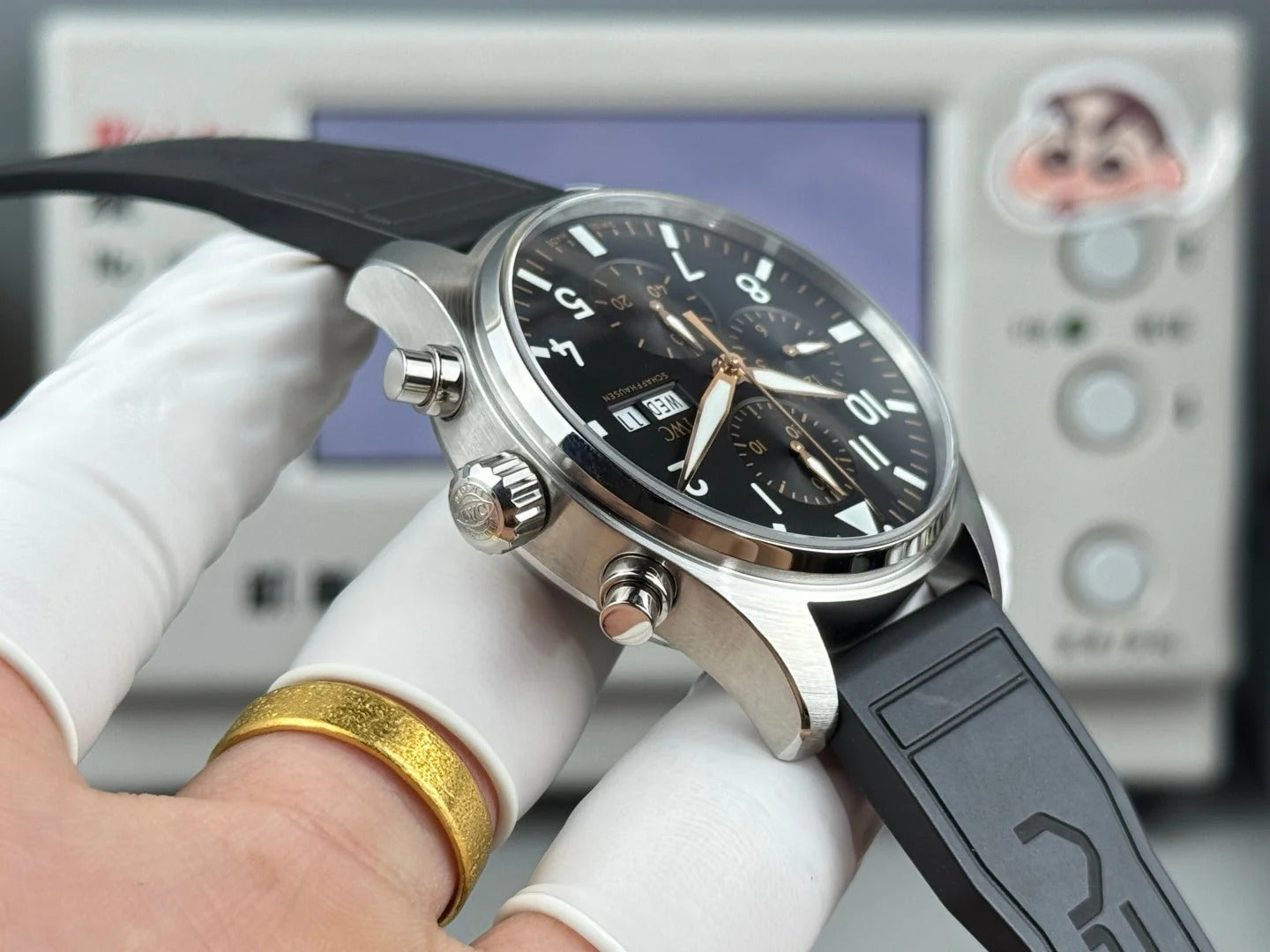 IWC Pilot's Chronograph 41mm Black Dial Black Rubber Strap