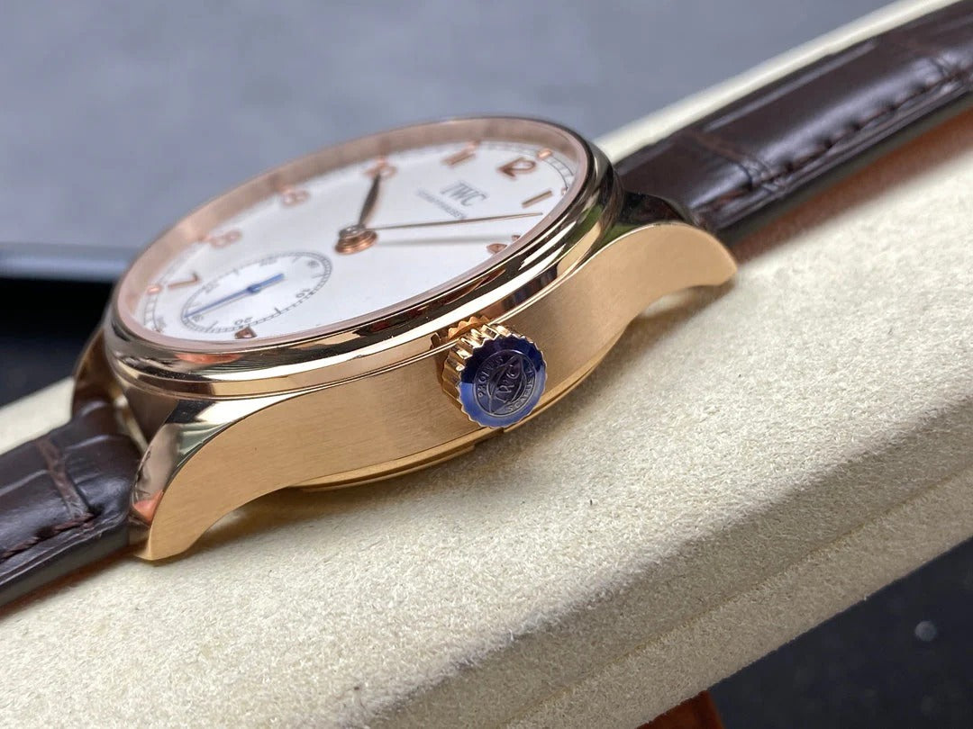 IWC Portuguese 40.4mm White Dial Pink Gold Case Crocodile Leather
