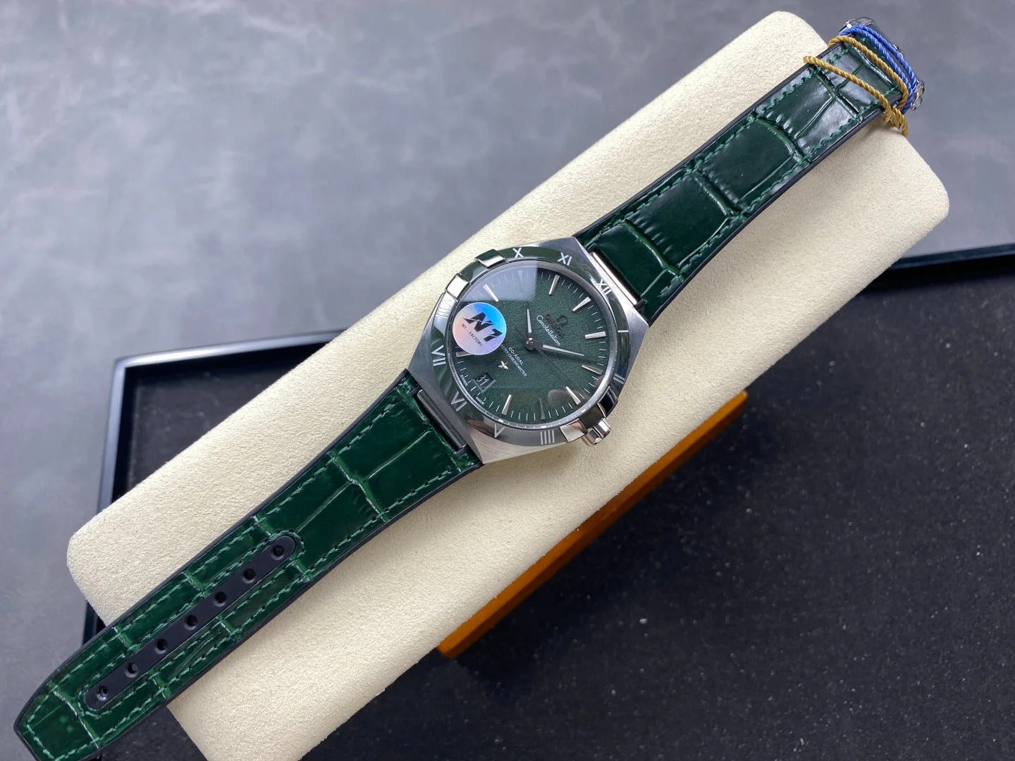 Omega Constellation Co-Axial Master Chronometer 41 mm Green Dial Green Leather Strap