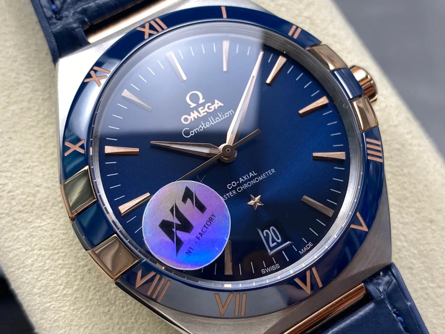 Omega Constellation Co-Axial Master Chronometer 41 mm Blue Dial Leather Strap