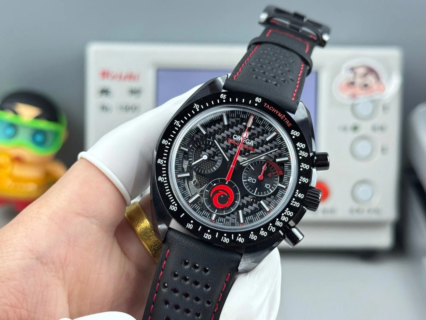 Omega Speedmaster Dark Side of the Moon Alinghi Watch Black Rubber Strap