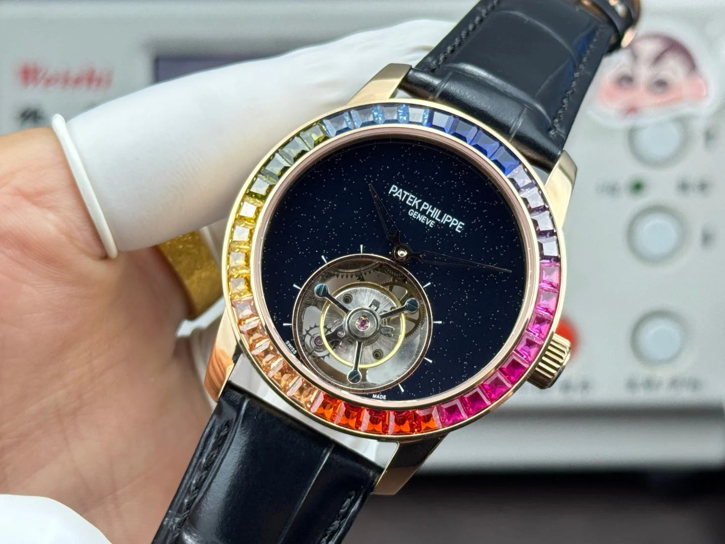 Patek Philippe Grand Complications Sky Moon Tourbillon 42mm Rose Gold Case Rainbow Benzel