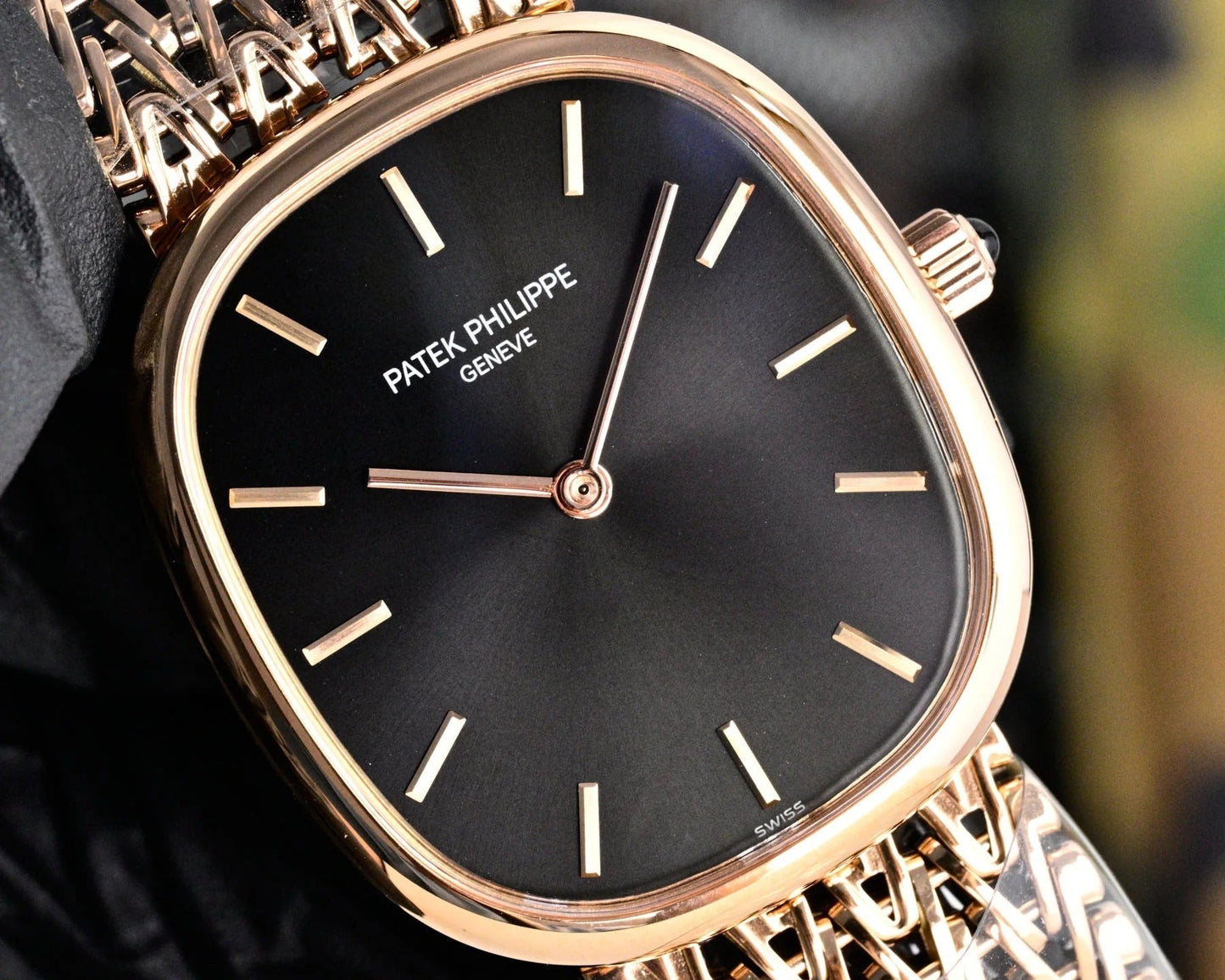 Patek Philippe Golden Ellipse 27mm Navy Blue Dial Rose Gold Strap