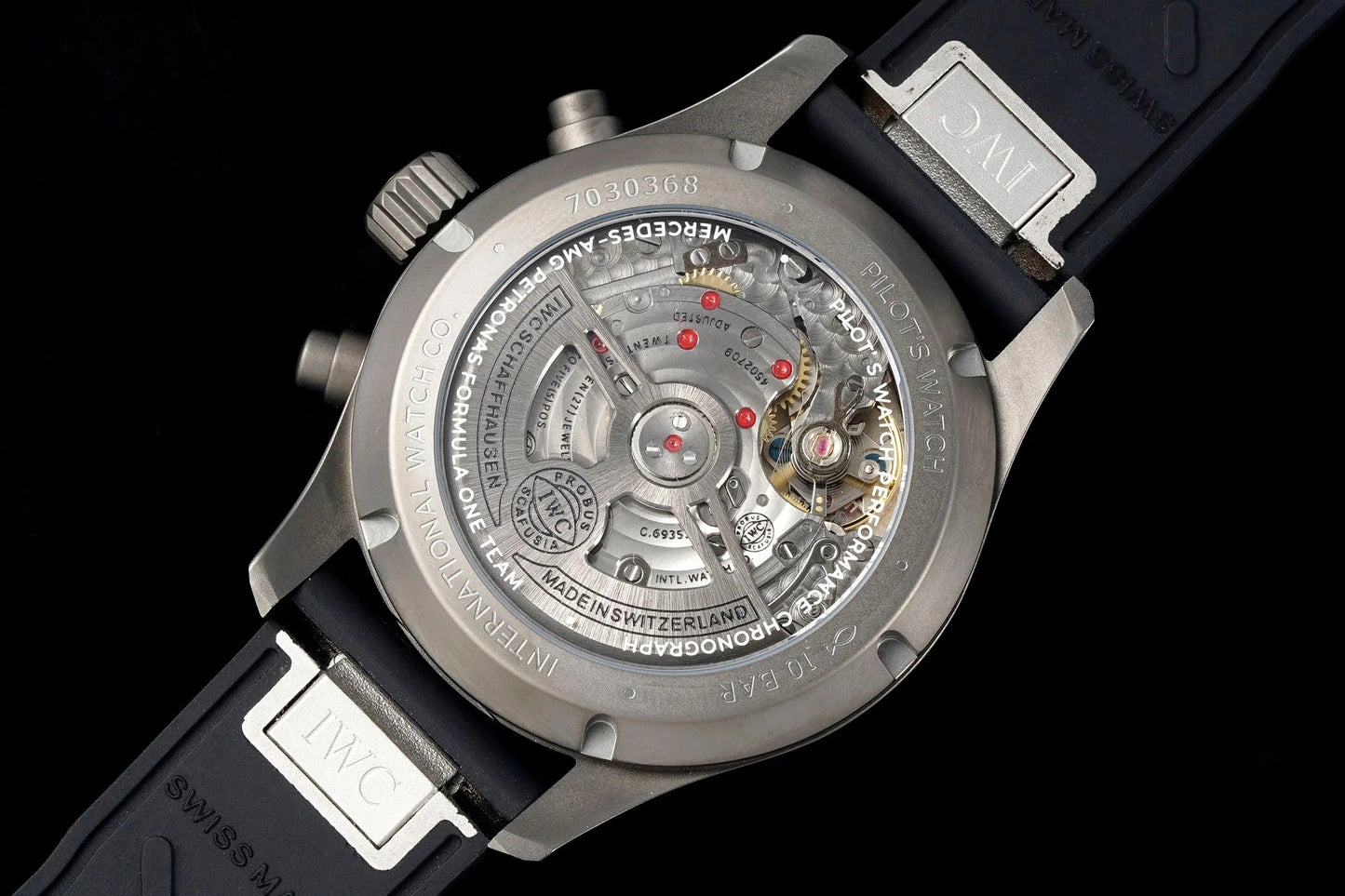 IWC Pilot 41mm Black Dial Silver Metallic Case Rubber Strap