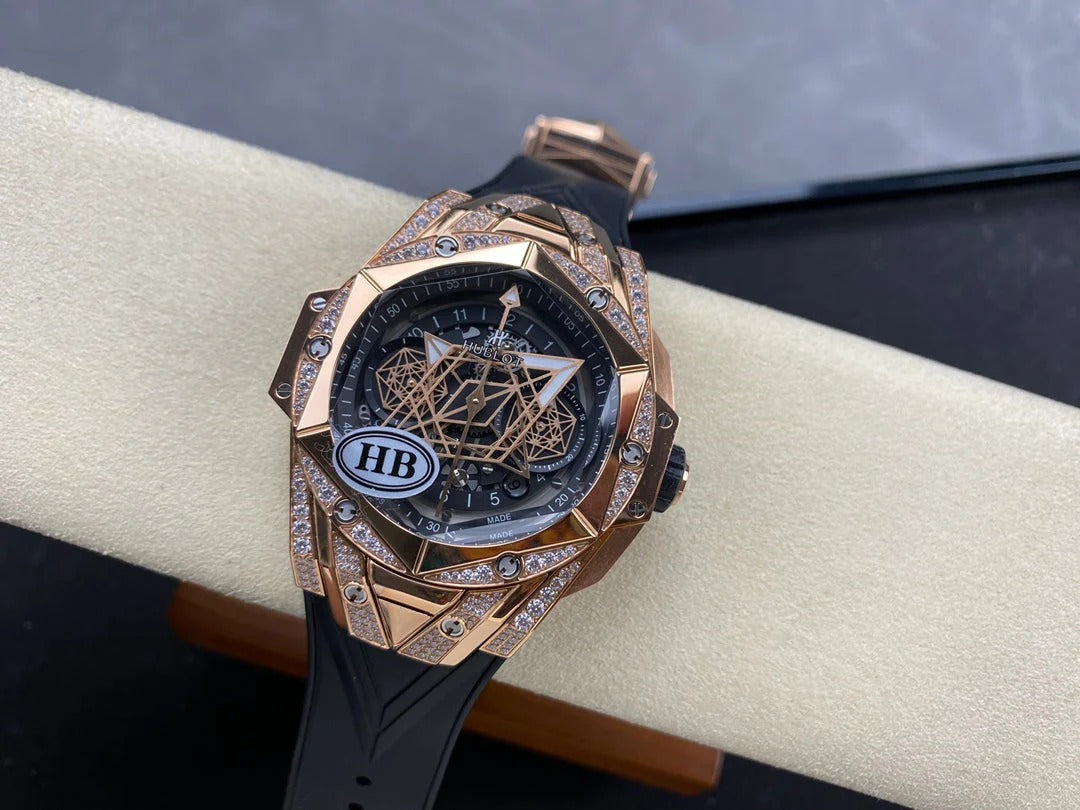 Hublot Big Bang Sang Bleu II Rose Gold Black Pavé 45mm Watch