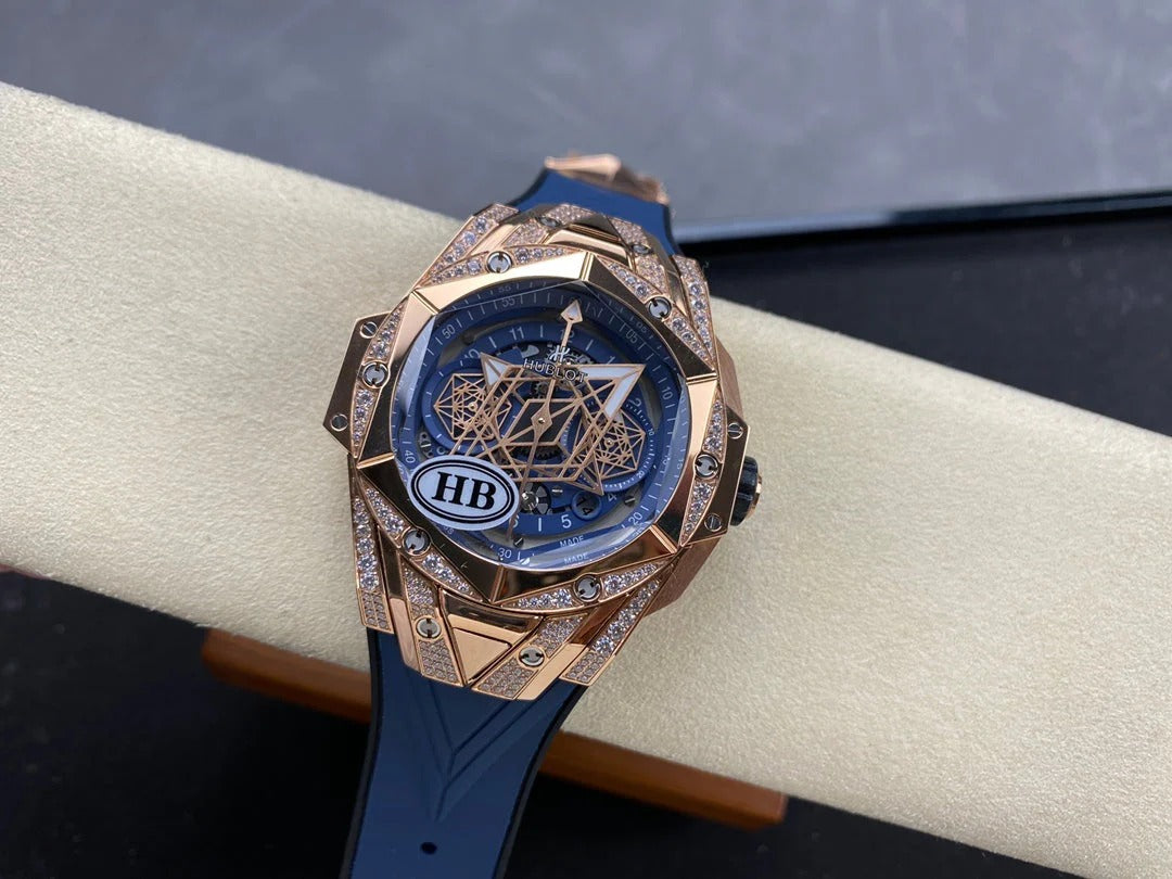 Hublot Big Bang Sang Bleu II Rose Gold Blue Pavé 45mm Watch