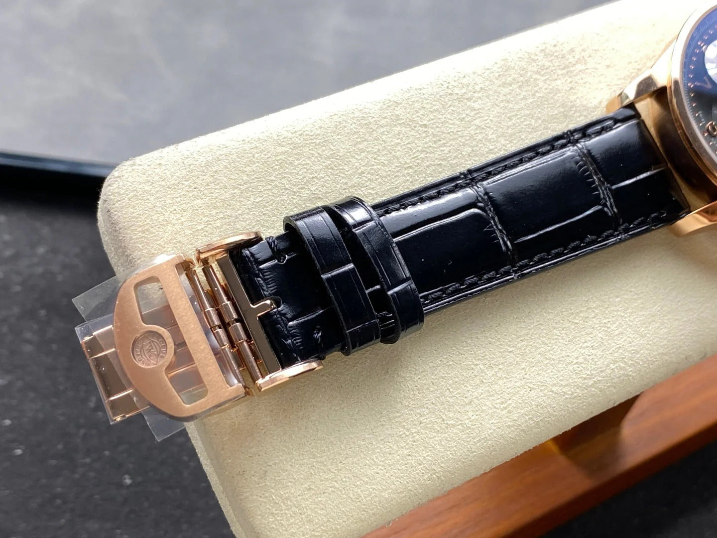 IWC Portuguese 41mm Dark Gray Dial Pink Gold Case Crocodile Leather Strap
