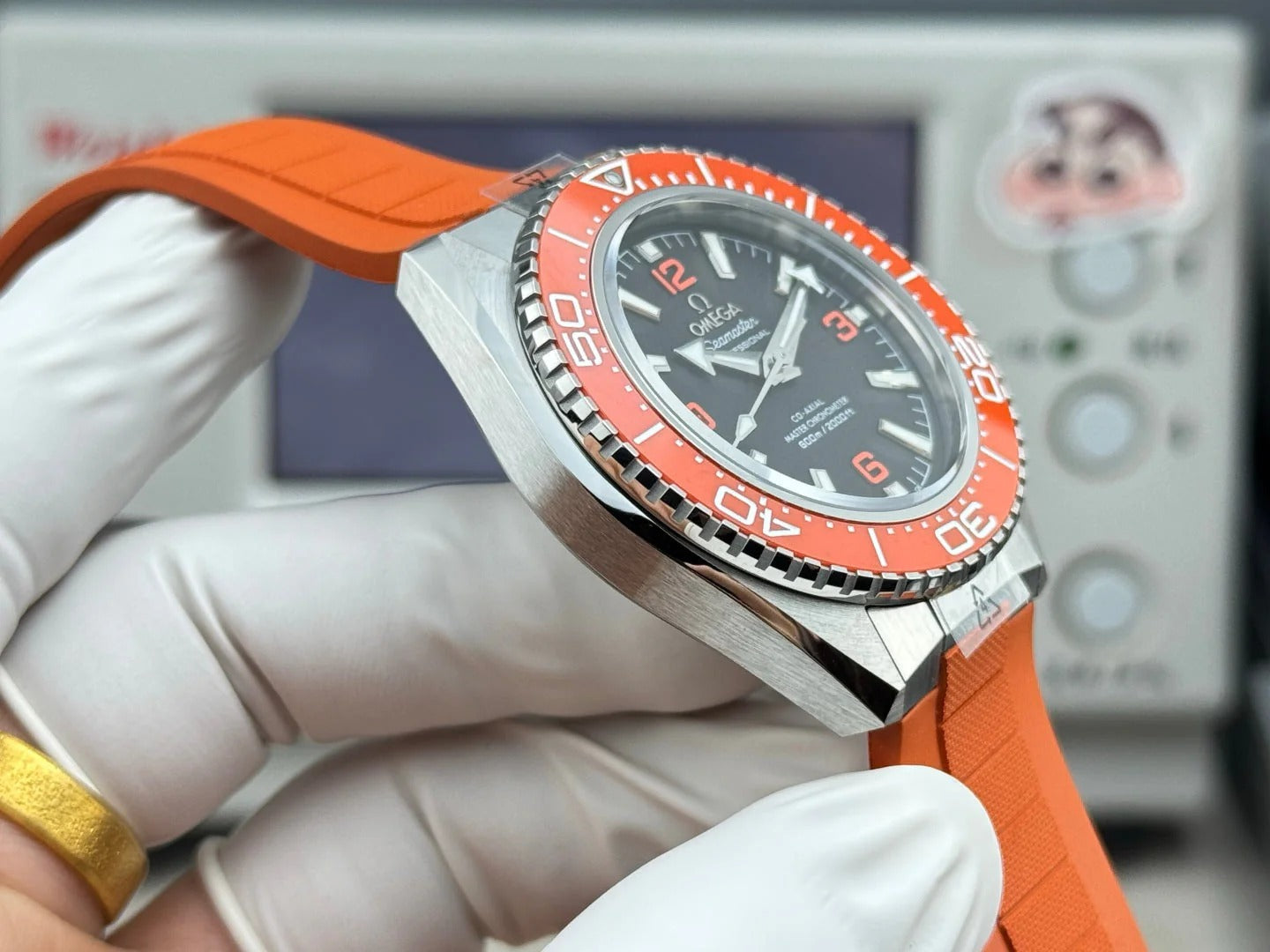 Omega Seamaster Planet Ocean 600M 42mm Steel Black Dial Orange Rubber Strap