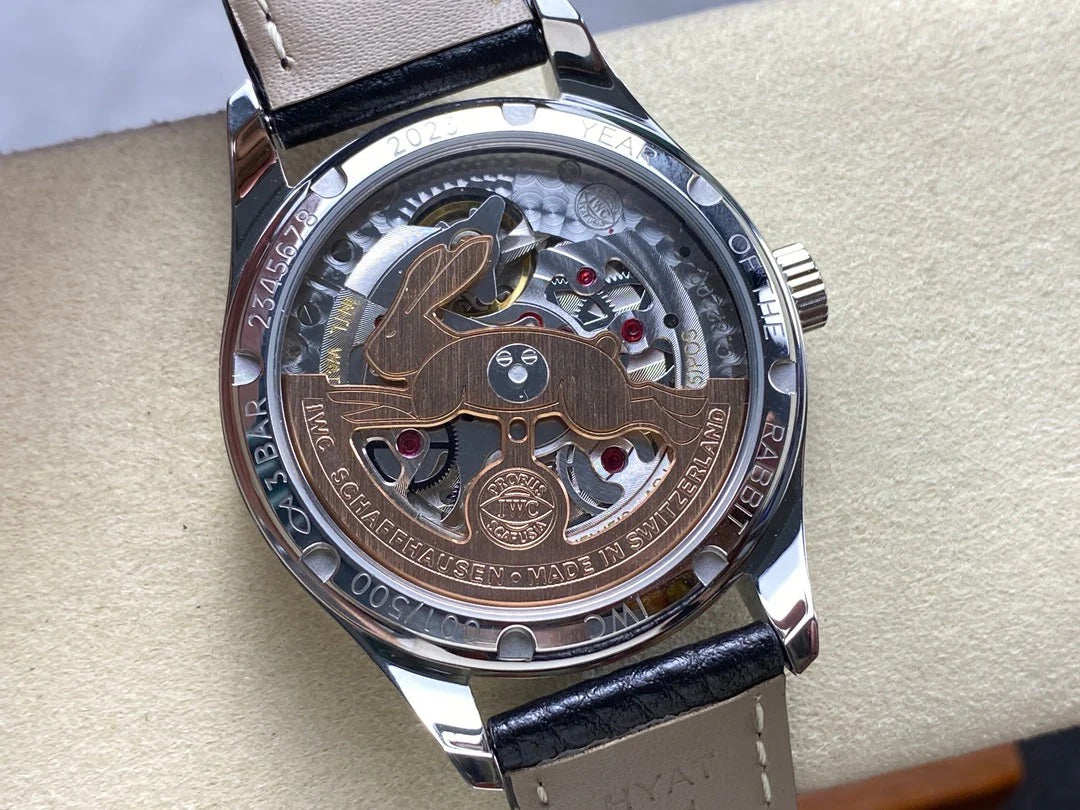 IWC Portuguese 40.4mm Red Dial Steel Case Leather Strap