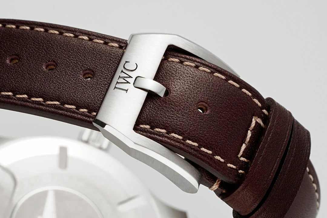 IWC Pilot 40mm Green Dial Steel Case Brown Leather Strap
