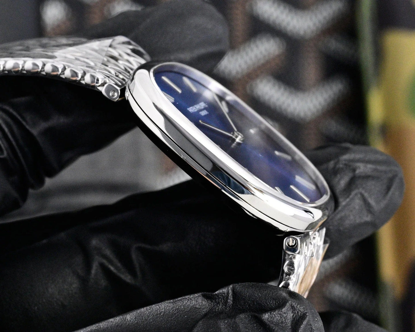 Patek Philippe Golden Ellipse 27mm Blue Dial Steel Strap