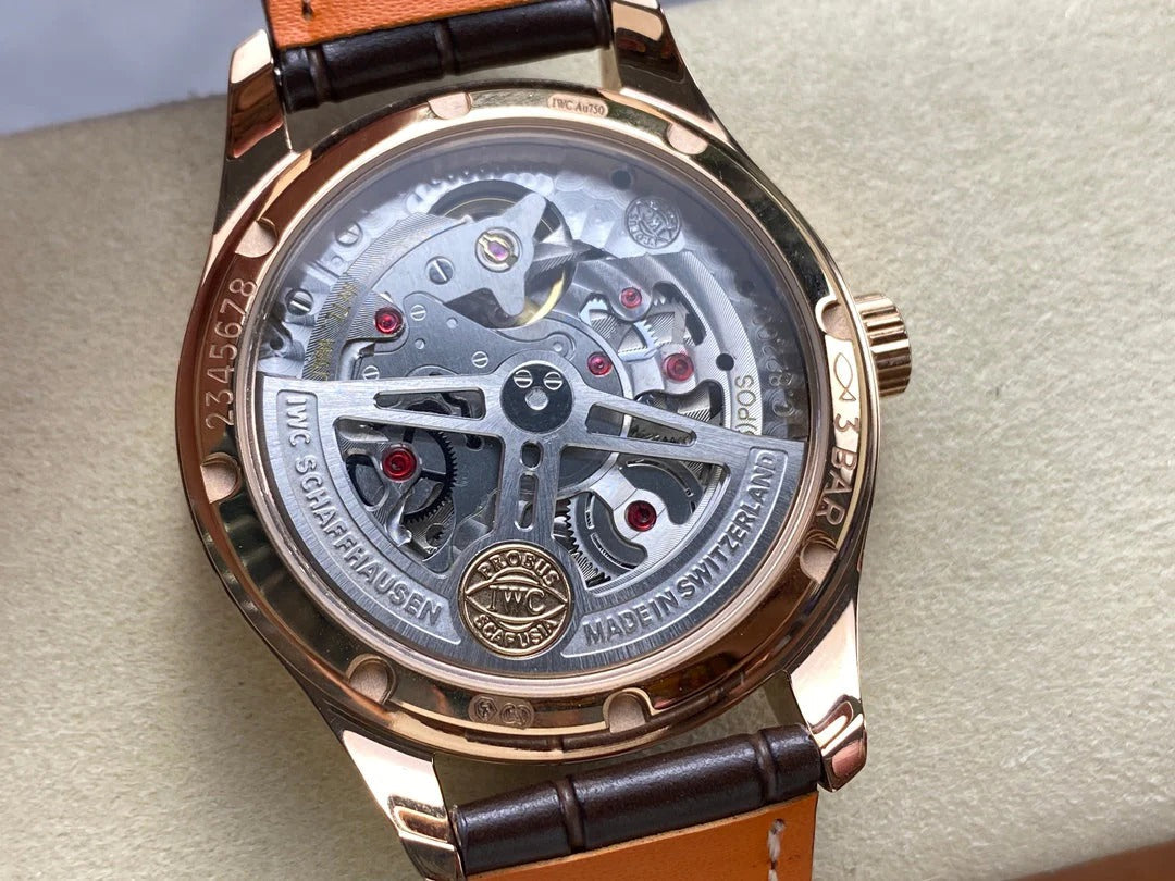 IWC Portuguese 40.4mm White Dial Pink Gold Case Crocodile Leather