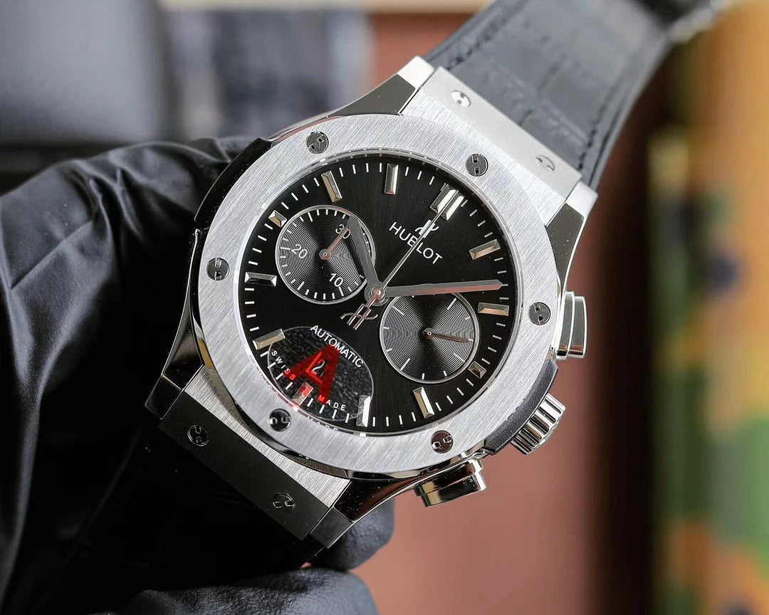 Hublot Classic Fusion Chronograph Titanium 45mm Watch With Black Leather Strap
