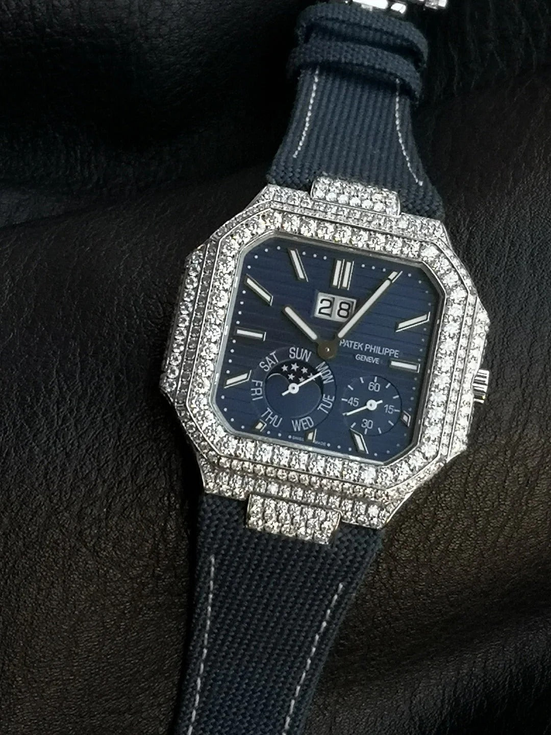 Patek Philippe Cubitus 45mm Diamond Case Blue Fabric Strap