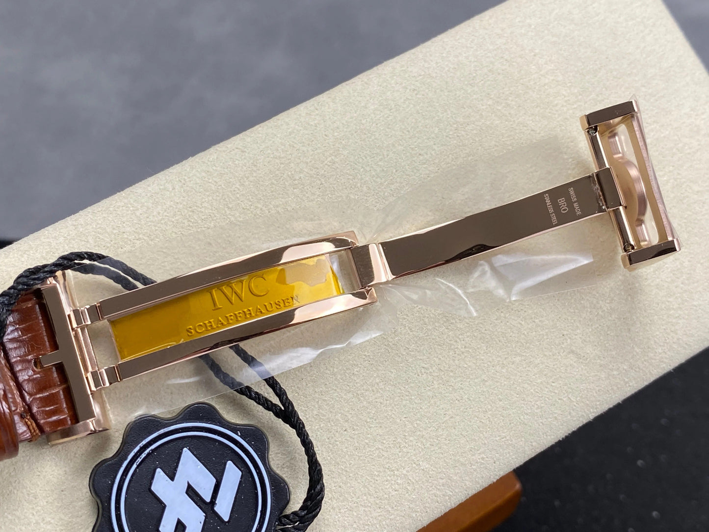 IWC Portuguese 42mm Cream Dial Pink Gold Case Crocodile Leather