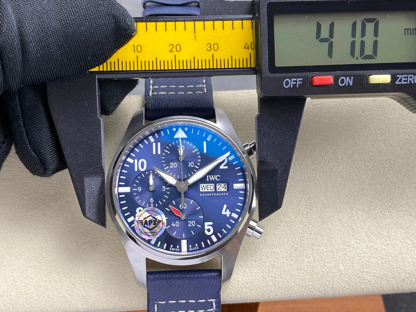 IWC Pilot's Chronograph 41 Blue Dial Steel Case Leather Strap